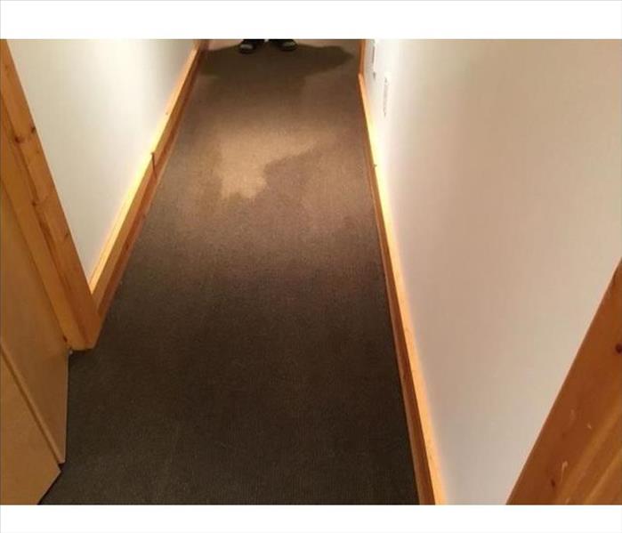 Hallway with wet carpet