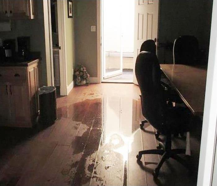 office floor covered in water