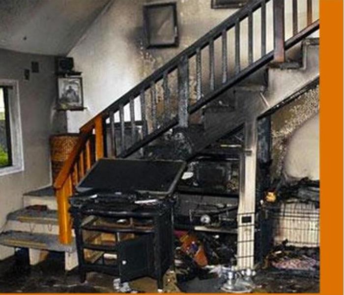 burned stairway in a home